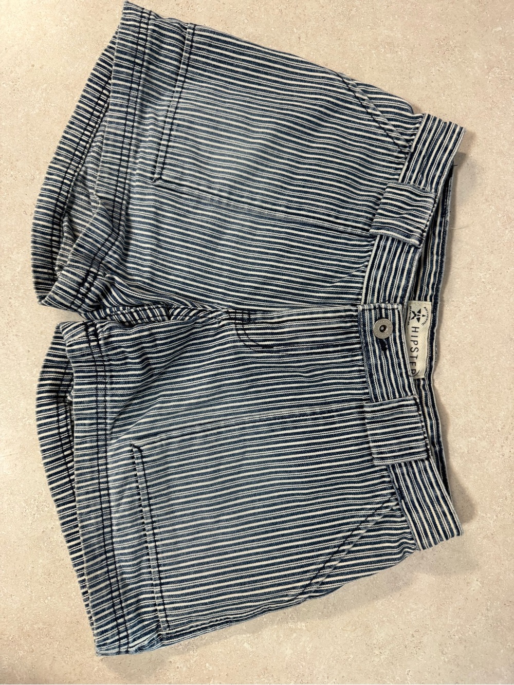 High-Waist Navy Stripe Shorts
